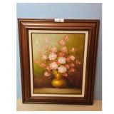 STill Life Floral Oil Painting in Ornate Frame