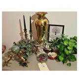 Brass Horse Sculpture with Marble Globe and Large