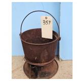Antique Cast Iron Pot with Stand and Lid