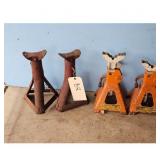 Lot of 4 Jack Stands - 2 Red Vintage, 2 Orange