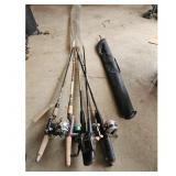 Lot of 5 Vintage Fishing Rods and Reels