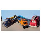 Lot of 3 Toys- Tow Trucks and Fire Truck