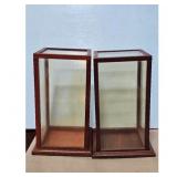 Vintage Wooden Display Cases and Wicker Basket Lot