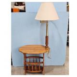 Oak End Table with Integrated Lamp