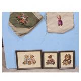 Teddy Bear Cross Stitch Framed Art Pieces & Needle