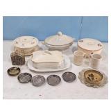 Ceramic Casserole Dish/Coin Bank/Coasters.Ash Tray