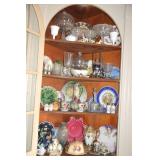Corner cabinet of china & glass 