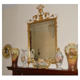 Mantle vases, gilded mirror, etc. 