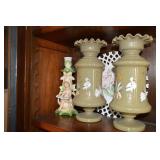 Bristol vases & milk glass 