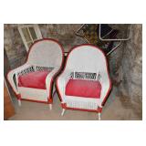 Pr of wicker chairs 