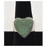 Ring Sterling Marked IRV Green Turquoise Stone