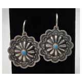 NA Made Concho Style Earrings W/ Turquoise