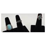 Vintage Silver Rings Various Stones, Silver
