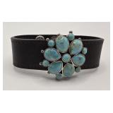 Barse Sterling Silver Turquoise and Leather Strap