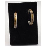 Sterling Silver & Tigers Eye Hoop Earrings