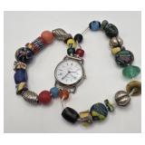 NA Made Watchband, Glass Beads Needs Restrung,