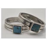 Turquoise & Sterling Silver Rings NA Made Stamped