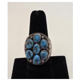Turquoise & Silver Native Made Ring Sz. 8 1/2No