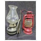 Vintage Pyrex Flake Glass Hurricane Oil Lamp