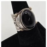 Black Onyx & Sterling Ring Sz. 7 1/2