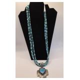 Gary G Sanchez Sterling & Turquoise Necklace &