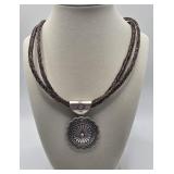Phillip Gurreo Concho Pendant on Leather