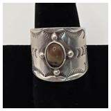 Erick Begay NA Bracelet .925 Silver Ring W/Stone