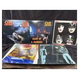 5 Records Ozzy Ozbourne, Kiss, Eddie Money All