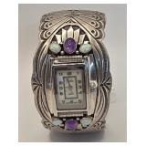 Rew Dineh Watch Cuff Sterling W/ Opal & Amythist
