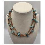 Turquoise & Seed Necklace 16'