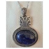 Lapis Lazuli Pendant Necklace 7 1/2' Chain