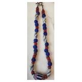 Blue Bottle Trade Beads with Silver & Copper