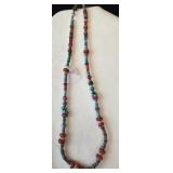 Santo Domingo Style Turquoise and Coral Beaded