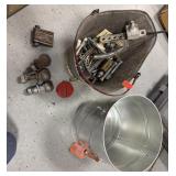 2 Buckets misc items, nuts, bolts, hitch balls