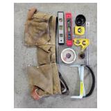 Leather Nail Pouch, Protractor,  2 levels, tape