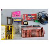 Assortment set of tools and parts. Nylon washers,