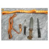 U.S. military bayonet, knife, and straps, etc. Goo