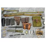 Assorted magazines, holsters, bayonets, etc. Good