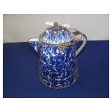 BLUE & WHITE ENAMELWARE COFFEE POT