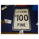 LITTERING $100 FINE SIGN