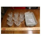 FOUR PIECE VINTAGE PRESSED GLASS SNACK PLATES
