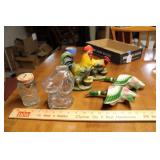HEN AND ROOSTER CERAMICS, DUCKS, & GLASS BANKS