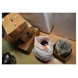 FOUR BOXES OF MATERIAL & QUILTING SCRAPS