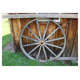 PAIR OF WOODEN WAGON WHEELS