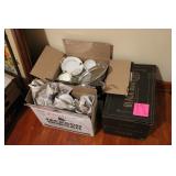 TWO BOXES OF ANTIQUE GLASS INCL. FENTON