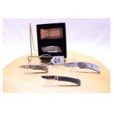 THREE ZIPPO & ONE BUCK METAL HANDLE KNIVES