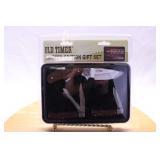 OLD TIMER GIFT SET 3 KNIVES CHECKERED WOOD (NIB)
