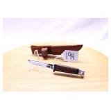 CASE M3 FINN STACKED LEATHER 6.25" W/ SHEATH