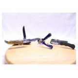 THREE ASSORTED KNIVES W/ CLOTH POUCHES