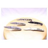 FIVE STEEL HANDLED TACTICAL KNIVES